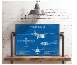Cutler West Waco CG-4 Military Aircraft Patent Blueprint Original Military Wall Art