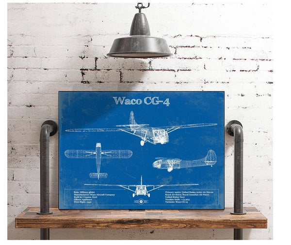 Cutler West Waco CG-4 Military Aircraft Patent Blueprint Original Military Wall Art
