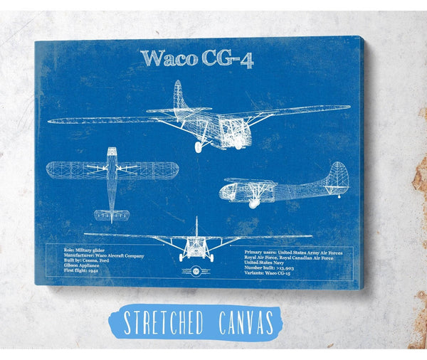 Cutler West Waco CG-4 Military Aircraft Patent Blueprint Original Military Wall Art