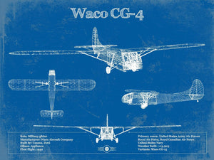 Cutler West Waco CG-4 Military Aircraft Patent Blueprint Original Military Wall Art