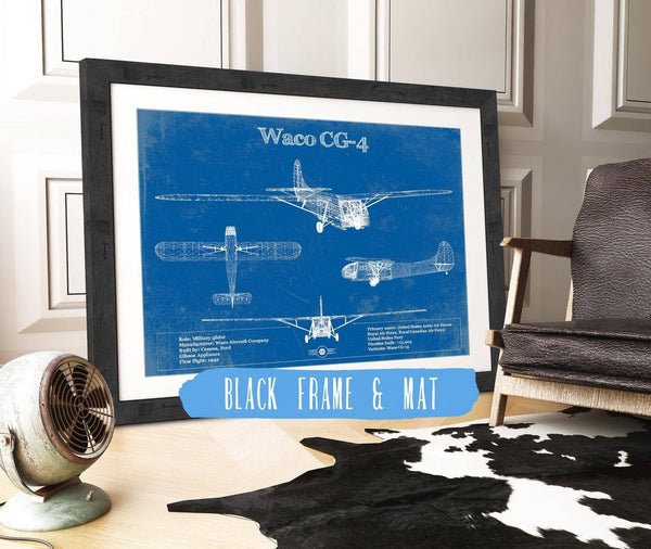 Cutler West Waco CG-4 Military Aircraft Patent Blueprint Original Military Wall Art