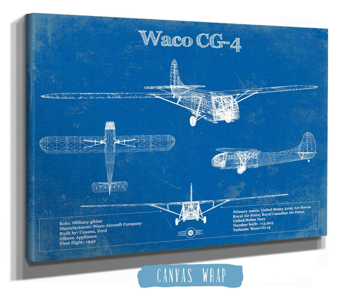 Cutler West Military Aircraft Waco CG-4 Military Aircraft Patent Blueprint Original Military Wall Art
