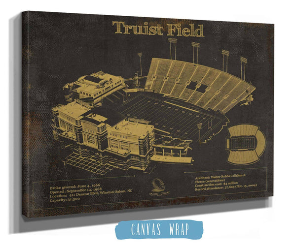 Cutler West Wake Forest Football Art - Truist Field Vintage Wall Art