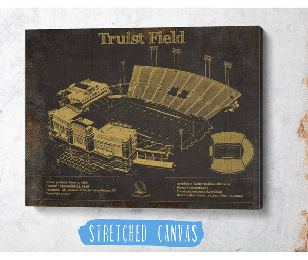 Cutler West Wake Forest Football Art - Truist Field Vintage Wall Art