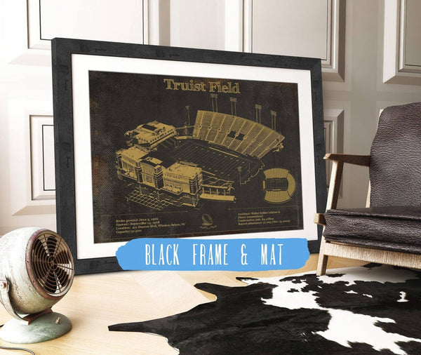 20" x 16" / Black Frame & Mat Cutler West Wake Forest Football Art - Truist Field Vintage Wall Art