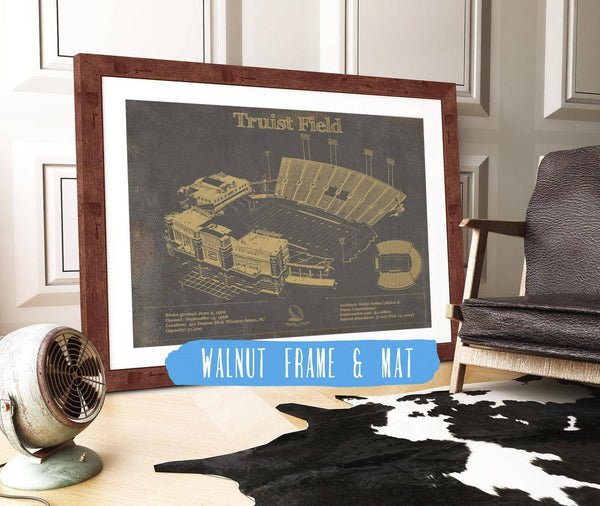 20" x 16" / Walnut Frame & Mat Cutler West Wake Forest Football Art - Truist Field Vintage Wall Art