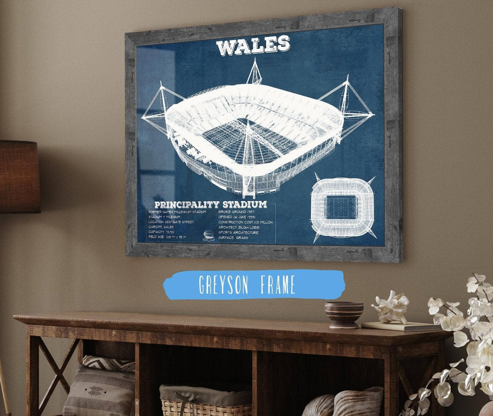 14" x 11" / Stretched Canvas Wrap Cutler West Wales Rugby - Vintage Millenium Principality Stadium Print