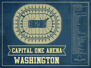 14" x 11" / Unframed Cutler West Washington Capitals - Capital One Arena Seating Chart Vintage Art Print