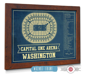 20" x 16" / Walnut Frame Cutler West Washington Capitals - Capital One Arena Seating Chart Vintage Art Print