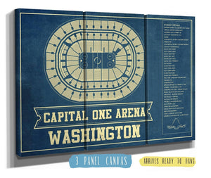 48" x 36" / 3 Panel Canvas Wrap Cutler West Washington Capitals - Capital One Arena Seating Chart Vintage Art Print