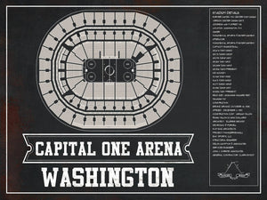 14" x 11" / Unframed Cutler West Washington Capitals Team color - Capital One Arena Seating Chart Vintage Art Print