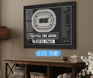 20" x 16" / Black Frame Cutler West Washington Capitals Team color - Capital One Arena Seating Chart Vintage Art Print