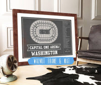 Cutler West 14" x 11" / Walnut Frame & Mat Washington Capitals Team color - Capital One Arena Seating Chart Vintage Art Print 673825643-TEAM-14"-x-11"81780