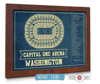 Cutler West 14" x 11" / Walnut Frame Washington Capitals - Capital One Arena Seating Chart Vintage Art Print 673825643-14"-x-11"81713