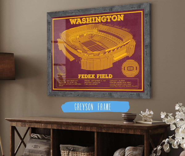 14" x 11" / Greyson Frame Cutler West Washington Football Team Stadium Art - Fedex Field Wall Art