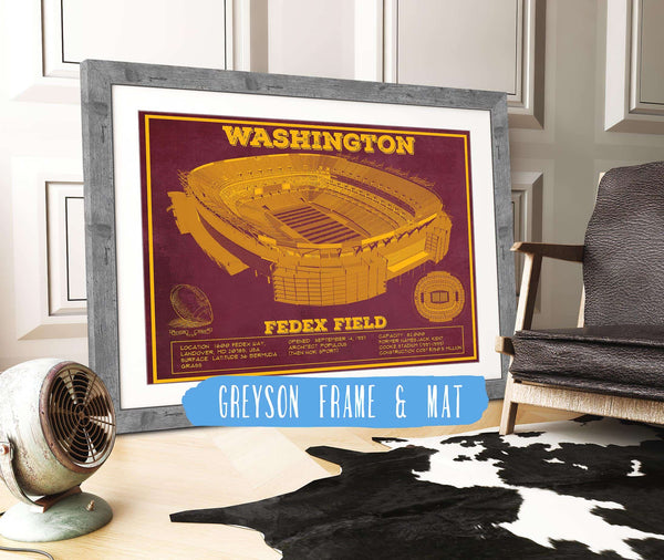 14" x 11" / Greyson Frame & Mat Cutler West Washington Football Team Stadium Art - Fedex Field Wall Art