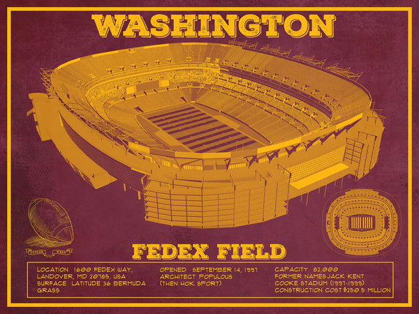 14" x 11" / Unframed Cutler West Washington Football Team Stadium Art - Fedex Field Wall Art
