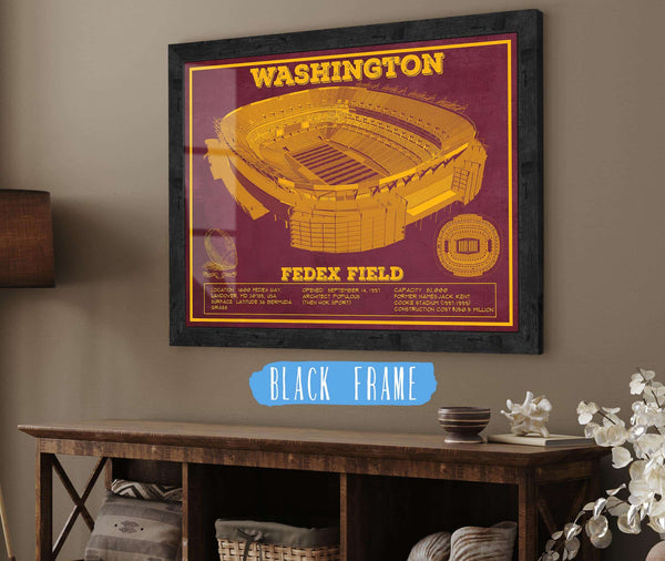 20" x 16" / Black Frame Cutler West Washington Football Team Stadium Art - Fedex Field Wall Art