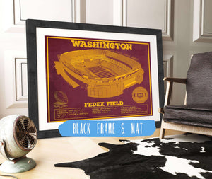 20" x 16" / Black Frame & Mat Cutler West Washington Football Team Stadium Art - Fedex Field Wall Art