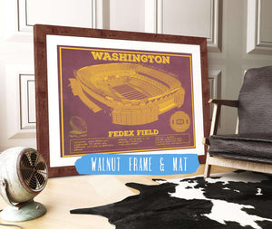 20" x 16" / Walnut Frame & Mat Cutler West Washington Football Team Stadium Art - Fedex Field Wall Art