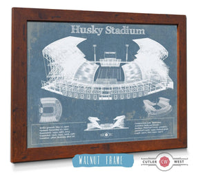 Cutler West Washington Huskies Art Blue Version - Husky Stadium Vintage Stadium Blueprint Art Print