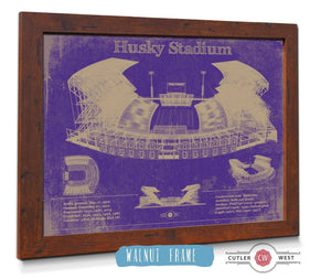 Cutler West Washington Huskies Art - Husky Stadium Vintage Stadium Blueprint Art Print