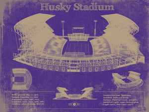 14" x 11" / Unframed Cutler West Washington Huskies Art - Husky Stadium Vintage Stadium Blueprint Art Print