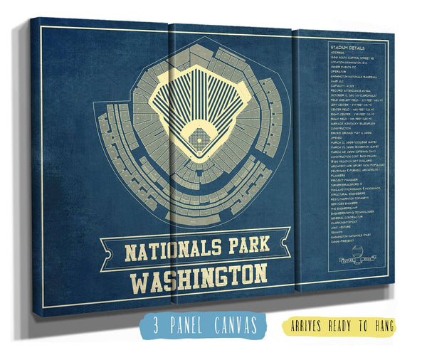 36" x 24" / 3 Panel Canvas Wrap Cutler West Washington Nationals - National Park Vintage Stadium Print