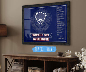 20" x 16" / Black Frame Cutler West Washington Nationals - National Park Vintage Stadium Team Color Print