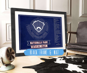 20" x 16" / Black Frame & Mat Cutler West Washington Nationals - National Park Vintage Stadium Team Color Print
