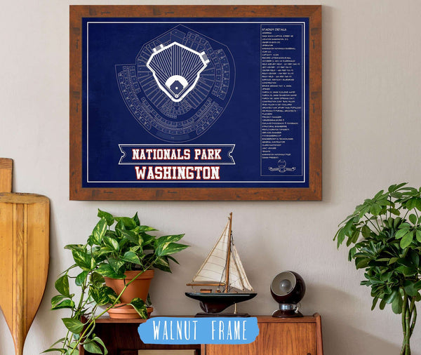 20" x 16" / Walnut Frame Cutler West Washington Nationals - National Park Vintage Stadium Team Color Print