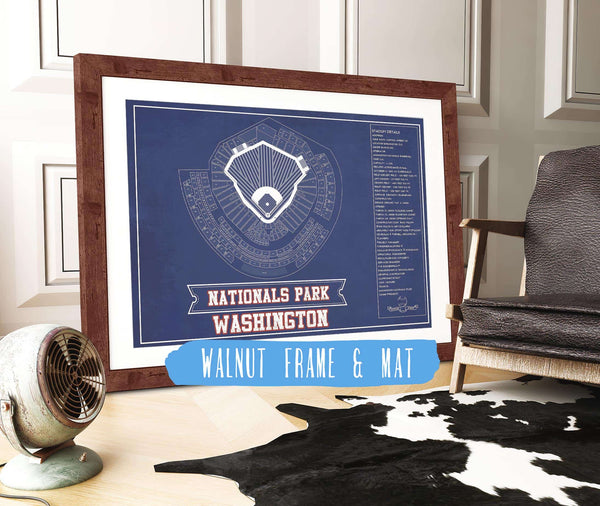 20" x 16" / Walnut Frame & Mat Cutler West Washington Nationals - National Park Vintage Stadium Team Color Print