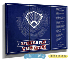 36" x 24" / 3 Panel Canvas Wrap Cutler West Washington Nationals - National Park Vintage Stadium Team Color Print