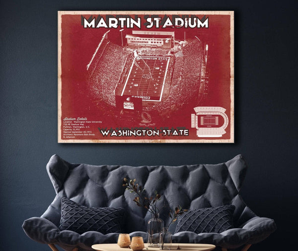 Cutler West Washington State Cougars Martin Stadium Team Color Vintage Art Print