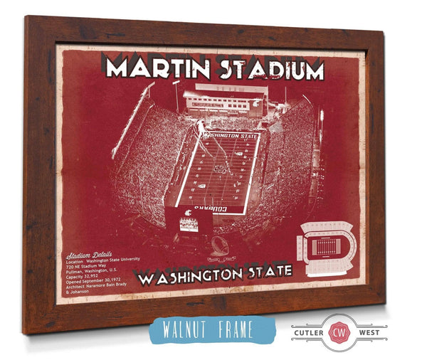 Cutler West Washington State Cougars Martin Stadium Team Color Vintage Art Print