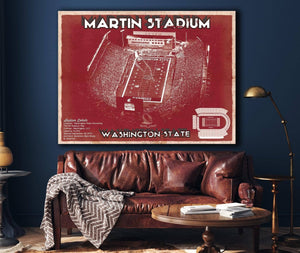 Cutler West Washington State Cougars Martin Stadium Team Color Vintage Art Print
