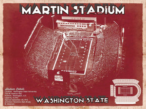 Cutler West Washington State Cougars Martin Stadium Team Color Vintage Art Print