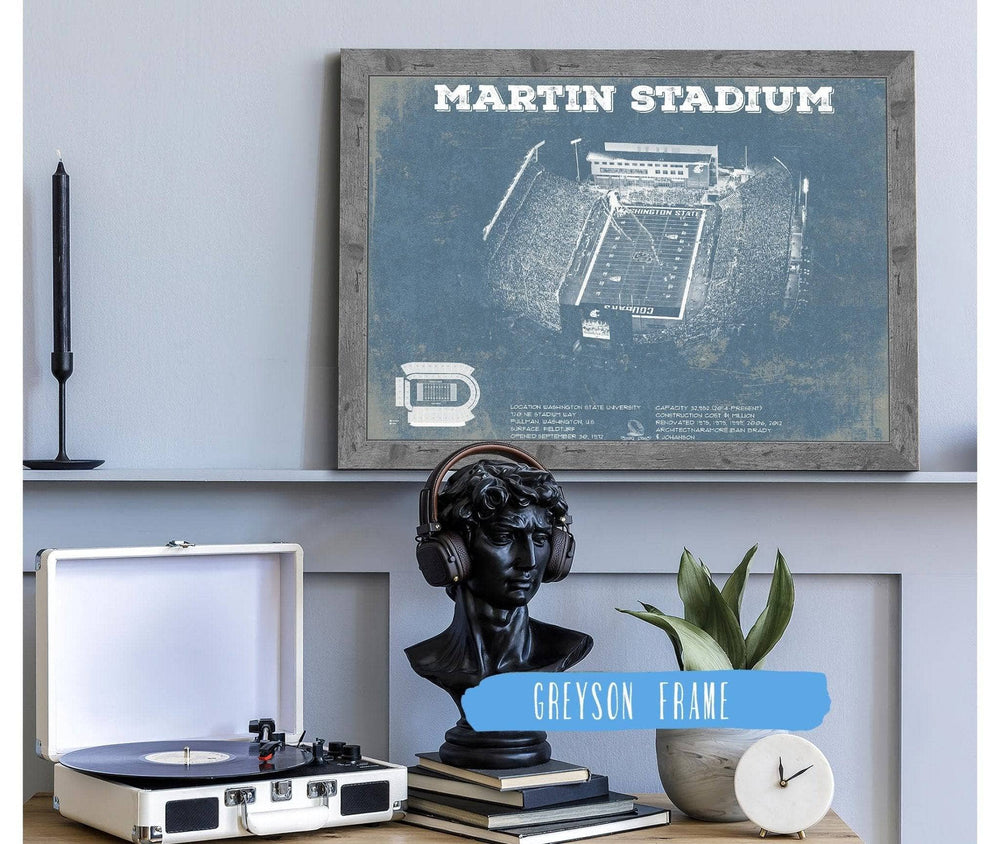 14" x 11" / Stretched Canvas Wrap Cutler West Washington State Cougars Martin Stadium Vintage Art Print