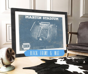 20" x 16" / Black Frame & Mat Cutler West Washington State Cougars Martin Stadium Vintage Art Print