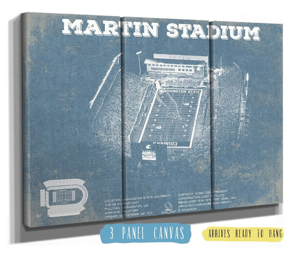 36" x 24" / 3 Panel Canvas Wrap Cutler West Washington State Cougars Martin Stadium Vintage Art Print