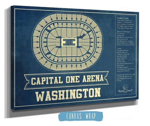 14" x 11" / Stretched Canvas Wrap Cutler West Washington Wizards - Capital One Arena Vintage Basketball Blueprint NBA Print