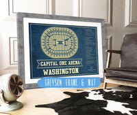Cutler West 14" x 11" / Greyson Frame Mat Washington Wizards - Capital One Arena Vintage Basketball Blueprint NBA Print 933350177-14"-x-11"77825