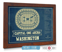 Cutler West 14" x 11" / Walnut Frame Washington Wizards - Capital One Arena Vintage Basketball Blueprint NBA Print 933350177-14"-x-11"77820