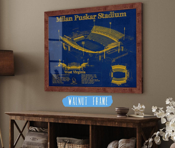 Cutler West West Virginia Mountaineers Team Color - Mountaineer Field at Milan Puskar Stadium Blueprint