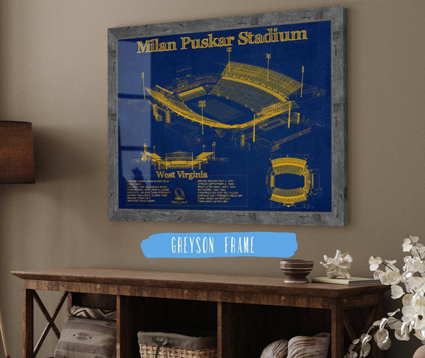 Cutler West West Virginia Mountaineers Team Color - Mountaineer Field at Milan Puskar Stadium Blueprint