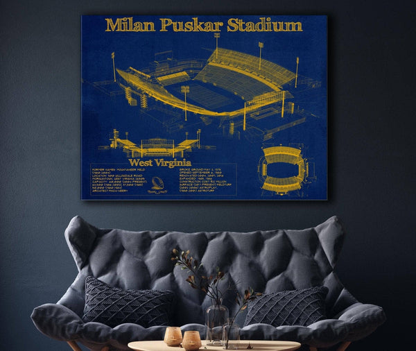 Cutler West West Virginia Mountaineers Team Color - Mountaineer Field at Milan Puskar Stadium Blueprint