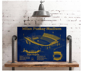 Cutler West West Virginia Mountaineers Team Color - Mountaineer Field at Milan Puskar Stadium Blueprint