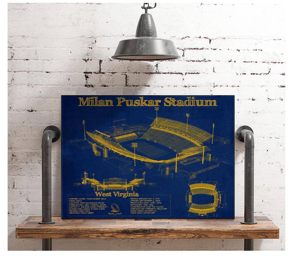 Cutler West West Virginia Mountaineers Team Color - Mountaineer Field at Milan Puskar Stadium Blueprint