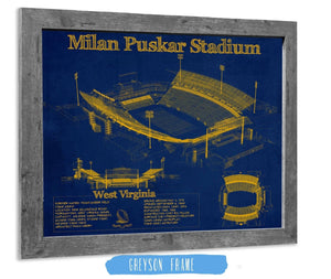 14" x 11" / Greyson Frame Cutler West West Virginia Mountaineers Team Color - Mountaineer Field at Milan Puskar Stadium Blueprint