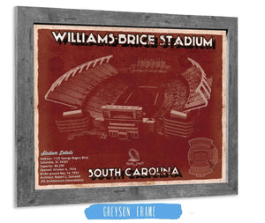 Cutler West Williams-Brice Stadium Art - South Carolina Gamecocks Vintage Blueprint Art Chart
